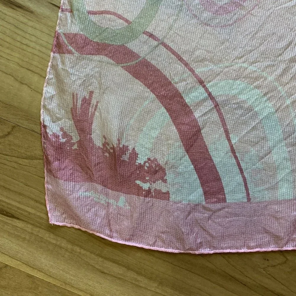 Aquascutum of London Pink Silk Scarf Wrap Sheer Rectangle 66” x 20” Geometric